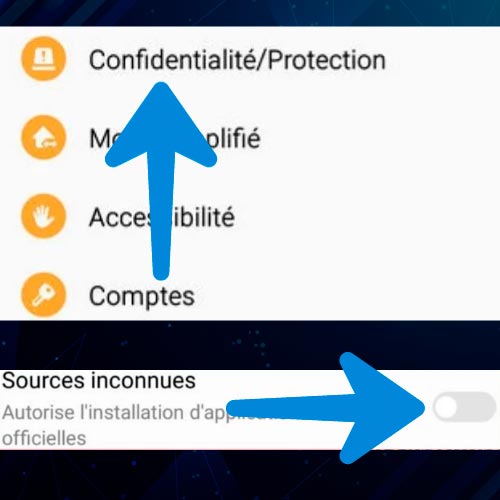 Activez l'installation depuis des sources inconnues pour installer 1Win;