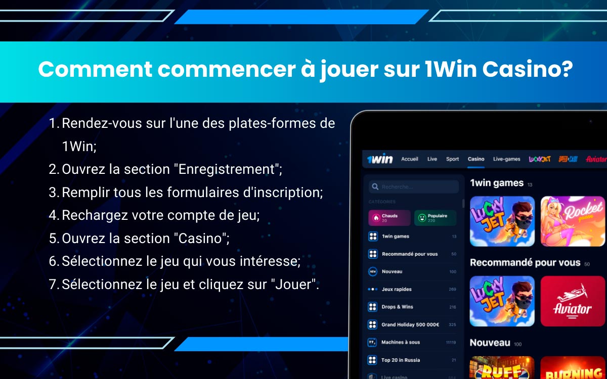 Inscrivez-vous sur 1Win Casino - Recevez votre bonus et commencez à jouer