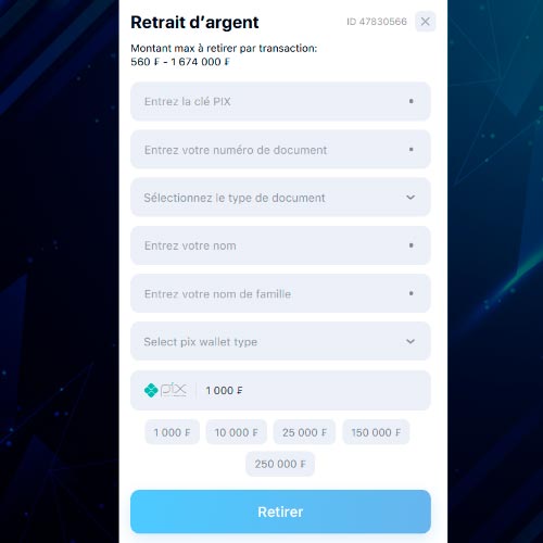 Assurez-vous que toutes les informations concernant votre retrait sont correctes.