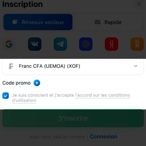 Fournissez toutes les informations nécessaires pour finaliser votre inscription sur 1Win.