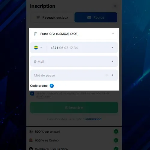 Indiquez vos informations personnelles requises et votre code promotionnel.