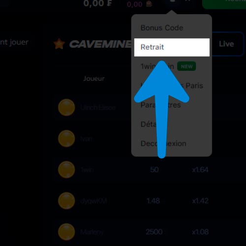 trouvez l'option "Rétirer"